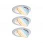 Preview: Paulmann 92256 LED Einbauleuchte White Select Aumus 3er-Set rund 105mm 90° 3x5W 3x700lm 230V dimmbar 2700 - 6500K Chrom matt