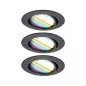 Preview: Paulmann 92468 LED Einbauleuchte Smart Home Zigbee Base Coin Basisset schwenkbar rund 90mm 20° 3x4,9W 3x420lm 230V dimmbar RGBW+ Schwarz matt