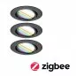 Preview: Paulmann 92468 LED Einbauleuchte Smart Home Zigbee Base Coin Basisset schwenkbar rund 90mm 20° 3x4,9W 3x420lm 230V dimmbar RGBW+ Schwarz matt