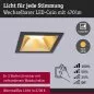 Preview: Paulmann 93131 LED Einbauleuchte 3-Step-Dim Cole Coin IP44 eckig 88x88mm 6W 470lm 230V dimmbar 2700K Schwarz/Gold matt