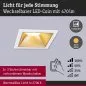 Preview: Paulmann 93132 LED Einbauleuchte 3-Step-Dim Cole Coin IP44 eckig 88x88mm 6W 470lm 230V dimmbar 2700K Weiß/Gold matt