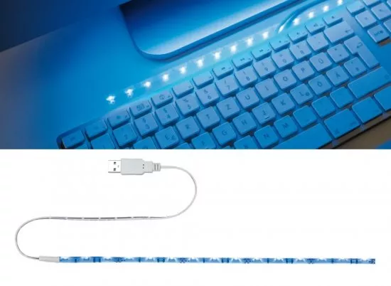 Paulmann 70456 USB LED-Stripe blau 30cm Weiß, Metall, Kunststoff