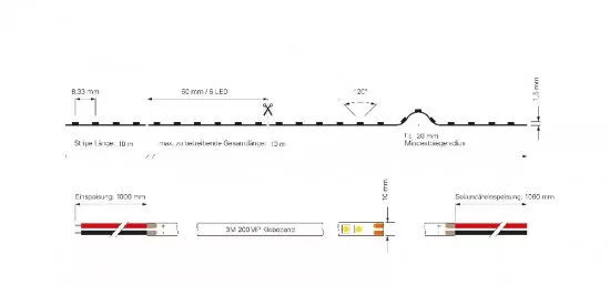 Deko-Light LED Stripe Long Run IP20 SMD 24V 10W 705lm/m 3000K 10m