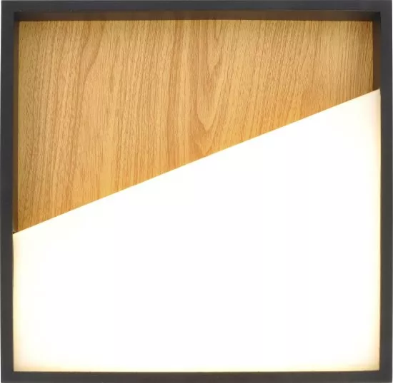 ECO-LIGHT LED Deckenleuchte Vista 40cm 37,5W 2450lm 3000K Holz mit schwarzem Rand 3-Stufendimmer