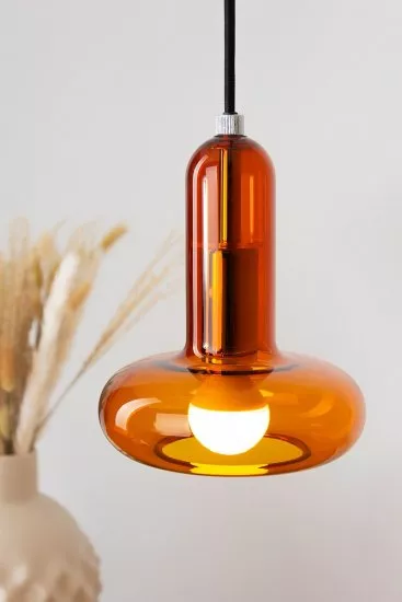 ECO-LIGHT Pendelleuchte Perseus E14 Aluminium/Glas amber