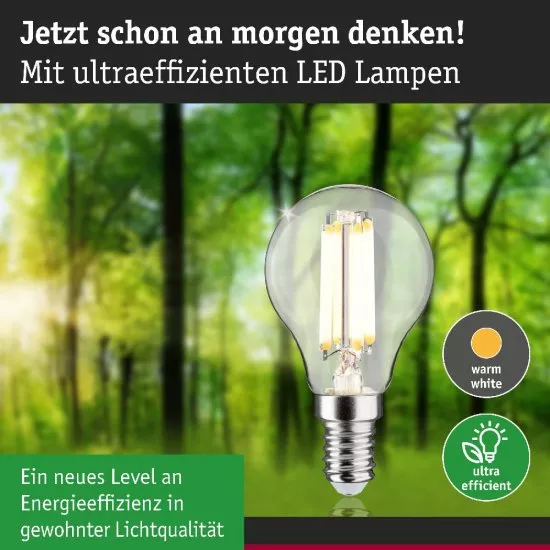 Paulmann 29197 Eco-Line Filament 230V LED Tropfen E14 82mm 525lm 2,5W 3000K Klar