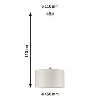 Paulmann 70924 Tessa Pendelleuchte Creme/Eisen gebürstet ohne Leuchtmittel, max. 60W E27