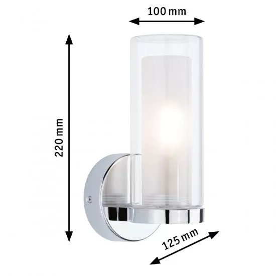 Paulmann 71076 Selection Bathroom Wandleuchte Luena IP44 E14 230V max. 20W dimmbar Chrom/Glas