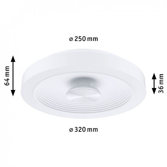 Paulmann 71177 LED Deckenleuchte Volea IP44 3000K 470lm / 1650lm 230V 3,5 / 1x13W dimmbar Weiß/Silber