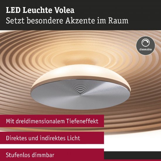 Paulmann 71178 LED Deckenleuchte Volea IP44 3000K 470lm / 1650lm 230V 3,5 / 1x13W dimmbar Schwarz/Gold