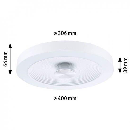 Paulmann 71179 LED Deckenleuchte Volea IP44 3000K 500lm / 2400lm 230V 4 / 1x18,5W dimmbar Weiß/Silber