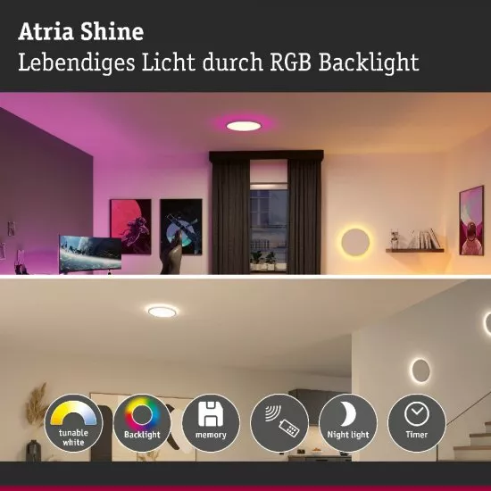 Paulmann 71191 LED Panel Atria Shine rund 290mm 19W 1500lm RGB+ Weiß dimmbar