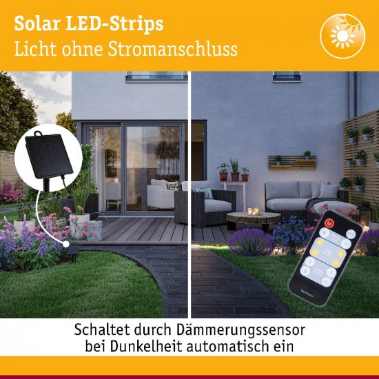 Paulmann 71193 LED Stripe Solar inkl. Fernbedienung 5m IP44 2,8W 51lm/m 60 LEDs/m 3000K