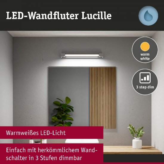 Paulmann 71207 LED Wandleuchte Lucille IP44 2700K 1300lm 230V 17W dimmbar Alu matt