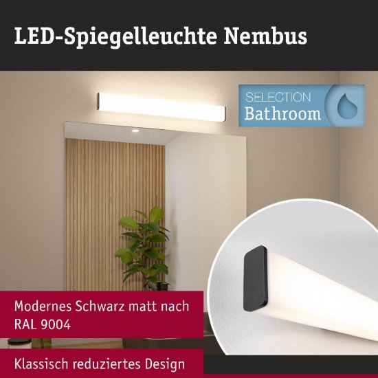 Paulmann 71208 Selection Bathroom LED Wandleuchte Nembus IP44 3000K 950lm 230V 11,2W Schwarz_3