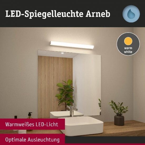 Paulmann 71210 Selection Bathroom LED Wandleuchte Arneb IP44 3000K 1000lm 230V 12,5W Chrom_6