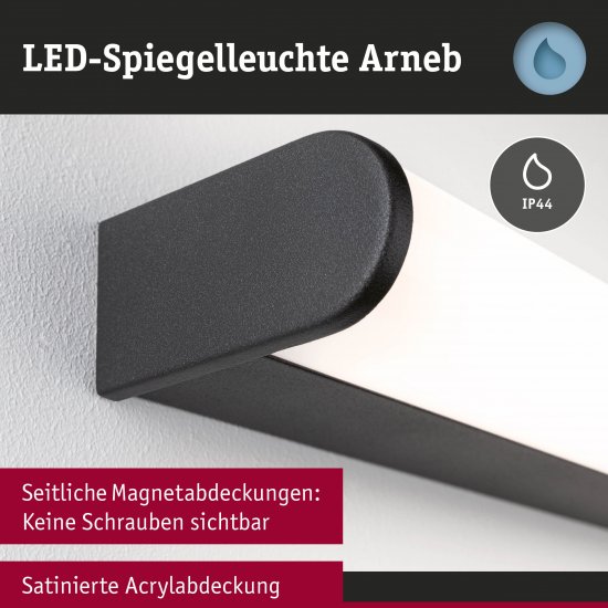 Paulmann 71211 Selection Bathroom LED Wandleuchte Arneb IP44 3000K 700lm 230V 9W Schwarz_4