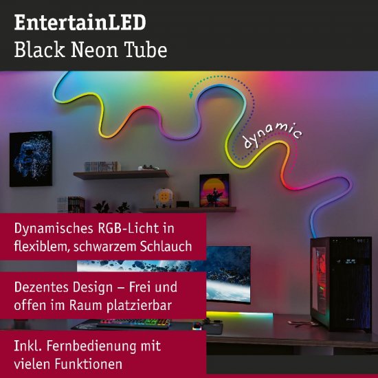 Paulmann 79555 EntertainLED LED Schlauch Black Neon 1,5m 3W 84 LEDs/m RGB+