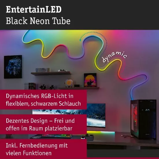 Paulmann 79557 EntertainLED LED Schlauch Black Neon 5m 12W 96 LEDs/m RGB+ 24VA