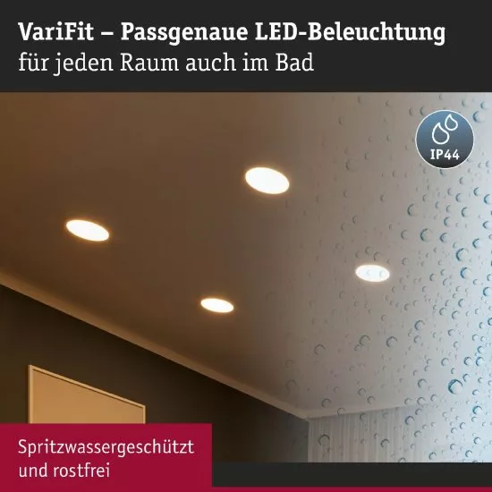 Paulmann 92990 LED Einbaupanel Areo VariFit IP44 rund 230mm 16W Weiß matt WarmDim-Stepschaltung