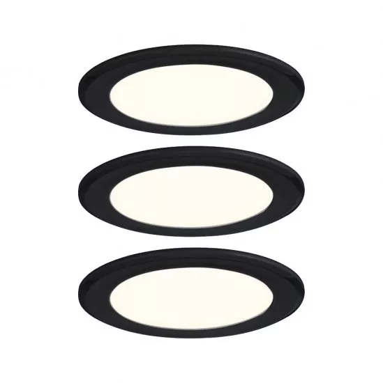 Paulmann 93117 LED Möbeleinbauleuchten 3er-Set rund 65mm 3x2,5W 3x180lm 230/12V 3000K Schwarz matt