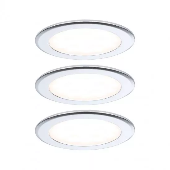 Paulmann 93118 LED Möbeleinbauleuchten 3er-Set rund 65mm 3x2,5W 3x180lm 230/12V 3000K Chrom