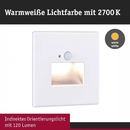 Paulmann 93133 LED Wandeinbauleuchte Edge Quadro eckig 80x42mm 1,2W 25lm 230V 2700K Weiß