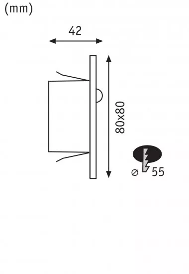 Paulmann 93135 LED Wandeinbauleuchte Edge Quadro eckig 80x42mm 1,2W 25lm 230V 2700K Schwarz