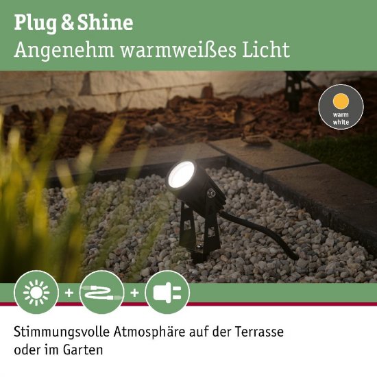 Paulmann 94374 Plug & Shine LED Gartenstrahler Warmweiß Einzelspot IP65 3000K 3,5W Schwarz_8