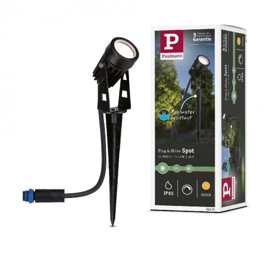 Paulmann 94374 Plug & Shine LED Gartenstrahler Warmweiß Einzelspot IP65 3000K 3,5W Schwarz_9