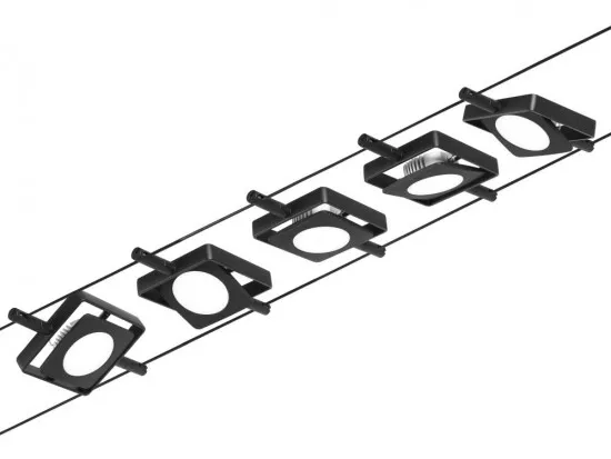 Paulmann 94424 Seilsystem MacLED Schwarz matt/Chrom 5x4,5W 3.000 DC 60VA 5 Spots