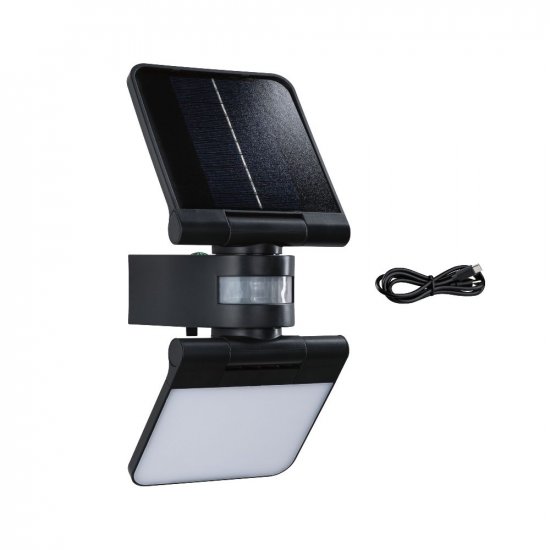 Paulmann 94609 Solar LED Wandfluter Lesly Bewegungsmelder IP65 eckig 150x130mm 3000K 12,5W 1000lm Anthrazit