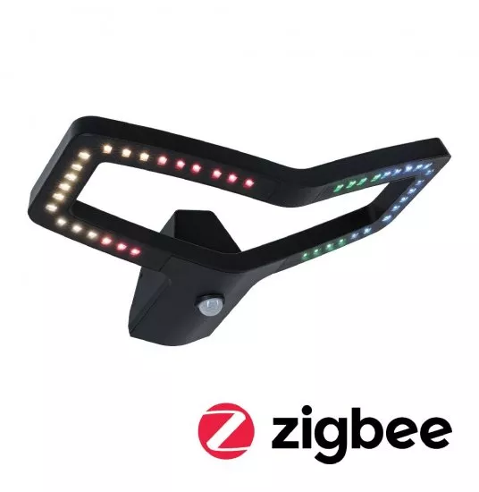 Paulmann 94793 LED Außenwandleuchte Smart Home Zigbee 3.0 Alara Bewegungsmelder IP44 eckig 375x270mm RGBW+ 10W 450lm 230V Anthrazit Metall