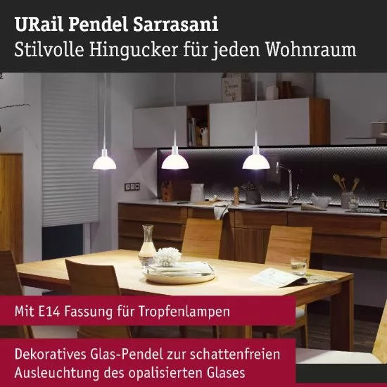 Paulmann 94885 URail Pendel Sarrasani E14 max. 20W dimmbar 230V Signalweiß