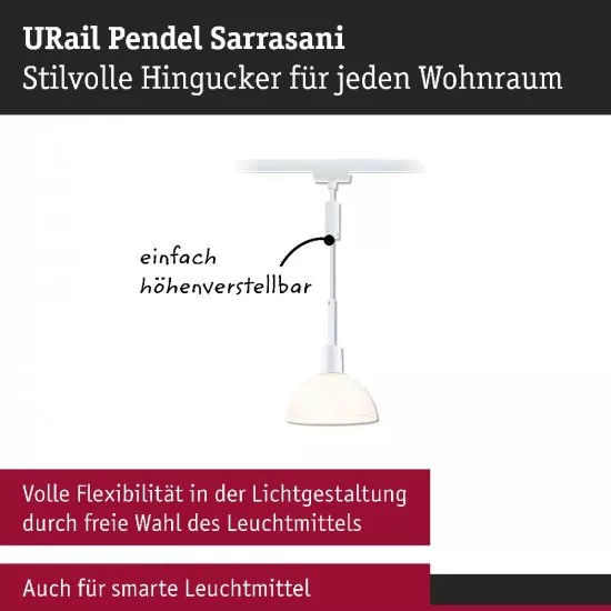 Paulmann 94885 URail Pendel Sarrasani E14 max. 20W dimmbar 230V Signalweiß