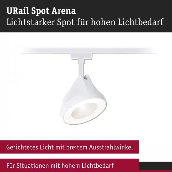 Paulmann 94899 URail LED Schienenspot Arena 850lm 15W 2700K dimmbar 230V Signalweiß