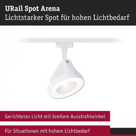 Paulmann 94900 URail LED Schienenspot Arena 900lm 15,1W 4000K dimmbar 230V Signalweiß