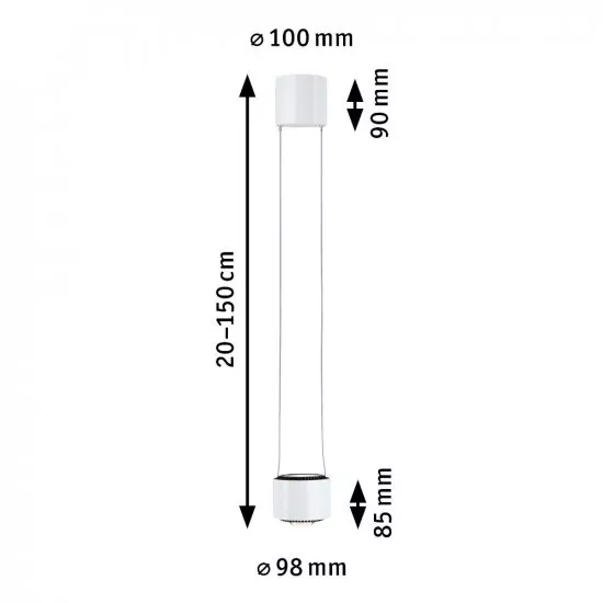 Paulmann 94903 URail LED Pendel Aldan 850lm/460lm 8,5W 3000K dimmbar 230V Signalweiß