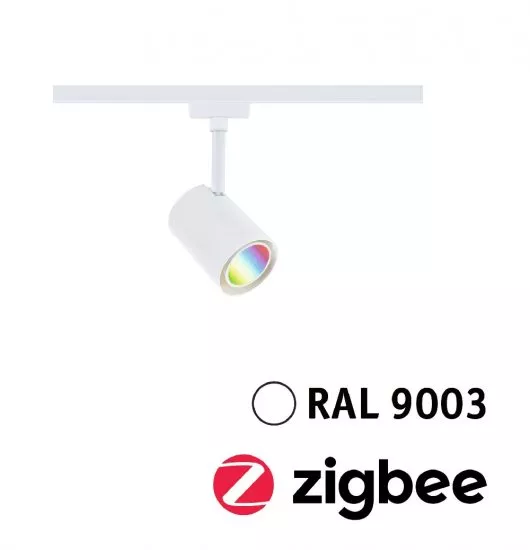 Paulmann 95663 URail LED Schienenspot Smart Home Zigbee 3.0 Luxe GU10 350lm 4,8W RGBW+ dimmbar 230V Signalweiß