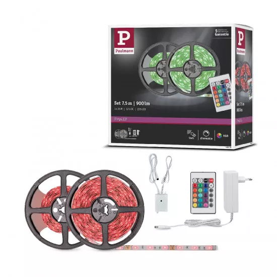 Paulmann 78979 SimpLED LED Strip RGB Basisset 7,5m beschichtet 26W 101lm/m RGB 36VA