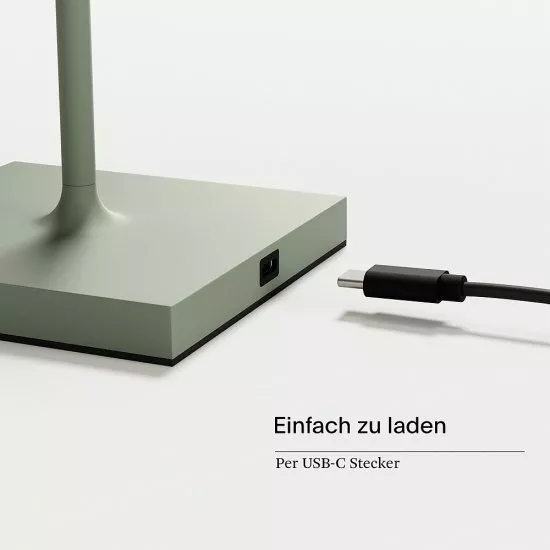 Sigor Akku-Tischleuchte Nuindie USB-C 380mm salbeigrün 2,2W FlexMood 2200K/2700K IP54 168/197lm Ra85