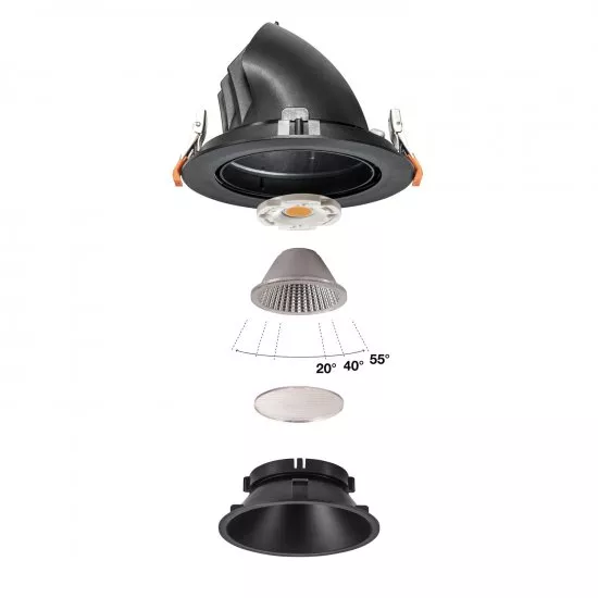 SLV Numinos Gimble XL LED Deckeneinbauleuchte 37,4W 3300lm 3000K 40° dreh- und schwenkbar schwarz