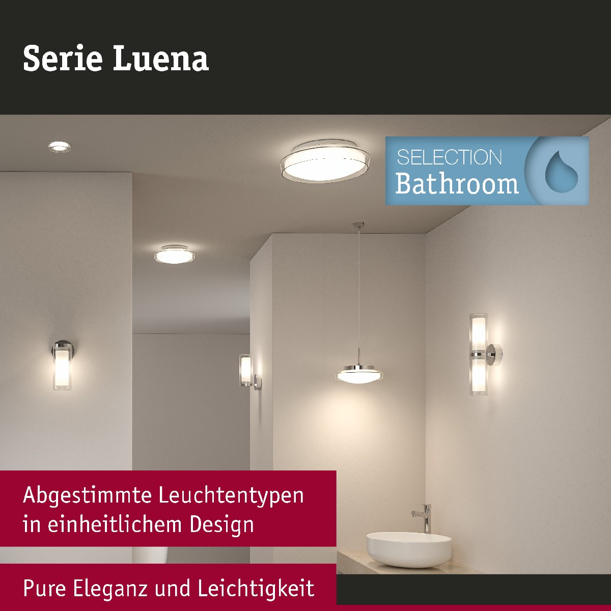 Paulmann 71078 Selection Bathroom LED Luena IP44 Deckenleuchte