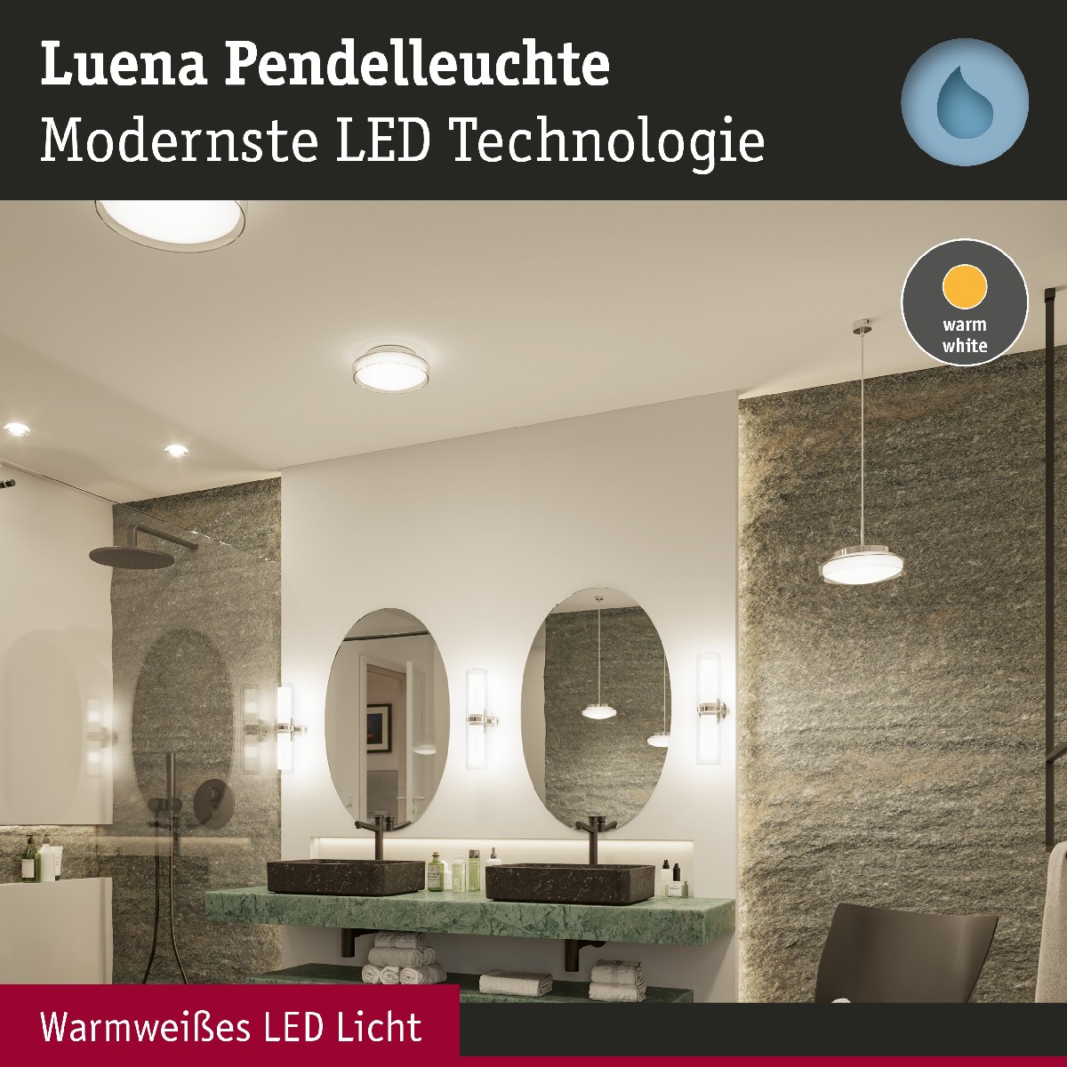 Paulmann 71080 Selection Bathroom Luena Pendelleuchte LED