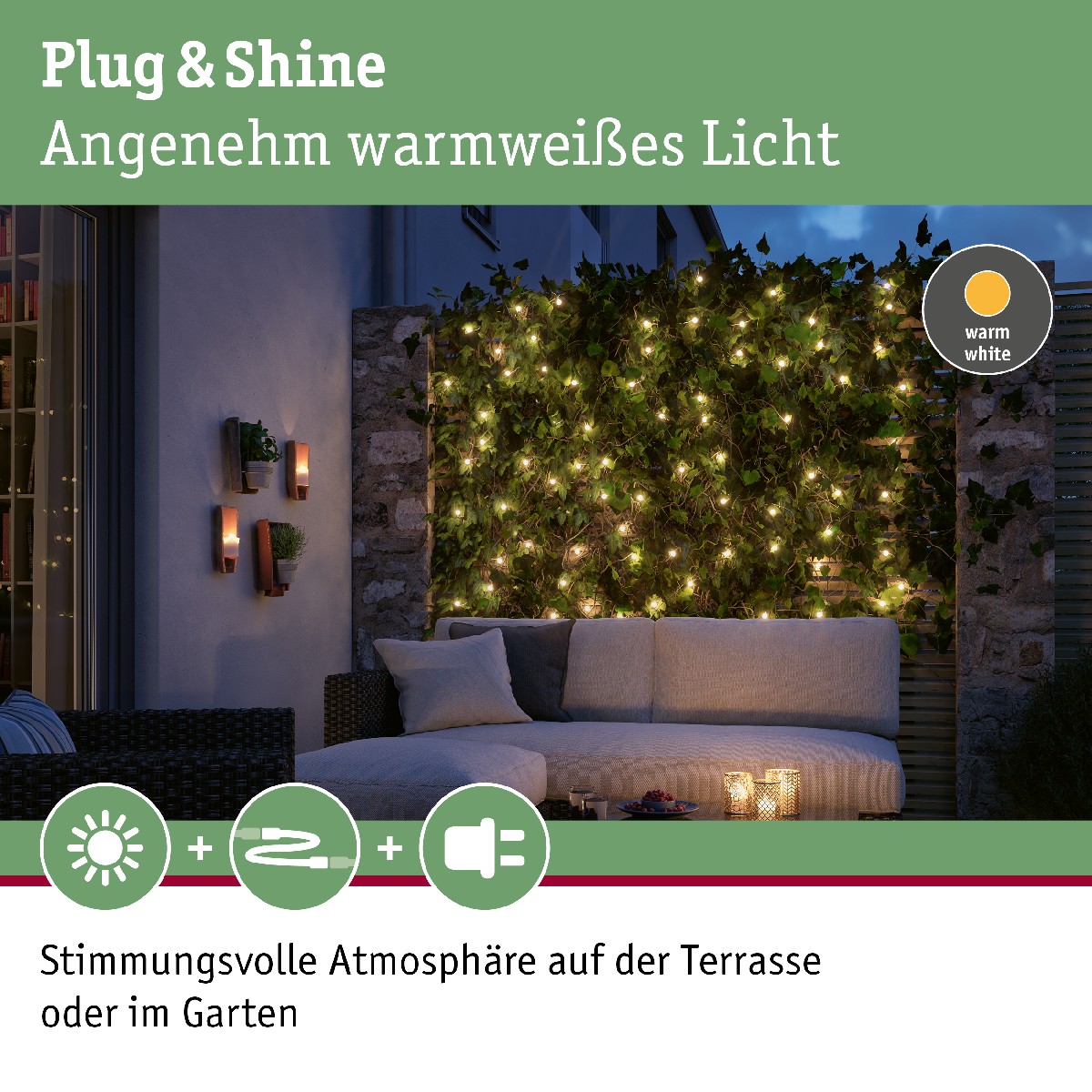 Paulmann 94557 Plug & Shine IP44 Lichterkette Warmweiß LED