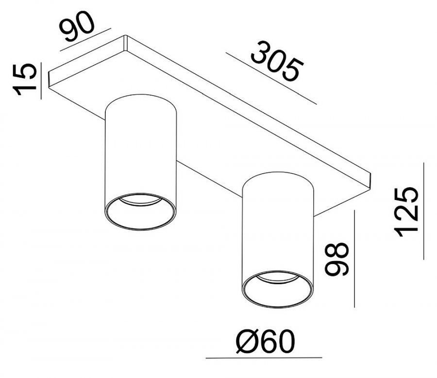 Deko-Light Deckenaufbauleuchte Can Tilt eckig 2xGU10 Weiß