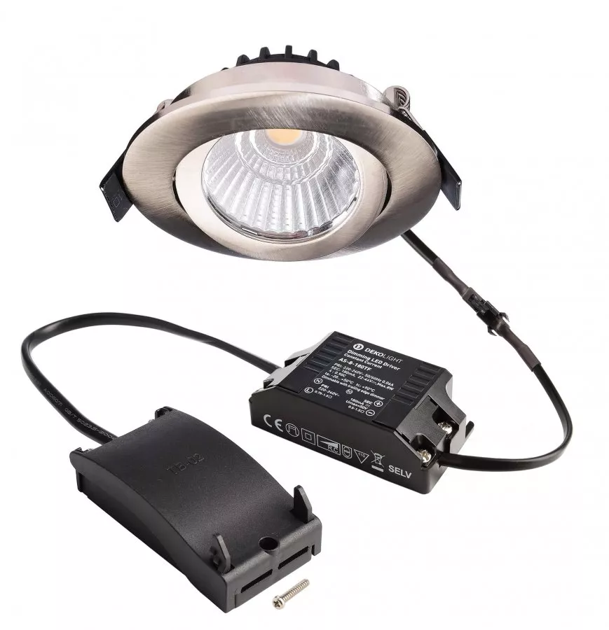 Deko-Light LED Deckeneinbauleuchte Dione 230V 8,5W Dim to Warm 480lm 1800-3000K Nickel