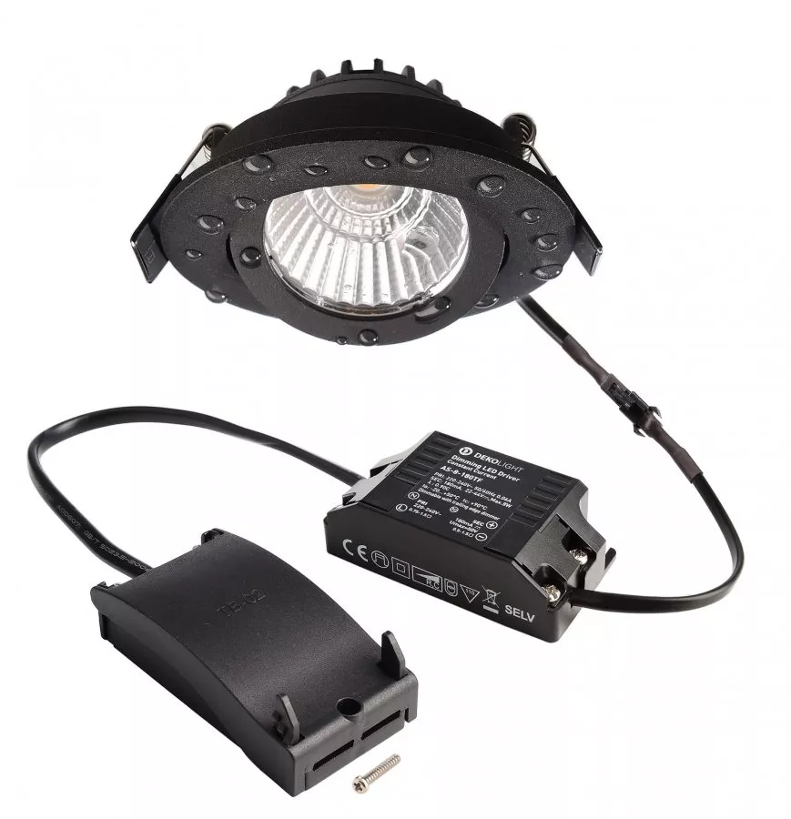 Deko-Light LED Deckeneinbauleuchte Dione IP44 Dim to Warm 8,5W 480lm dimmbar 1800/3000K Schwarz