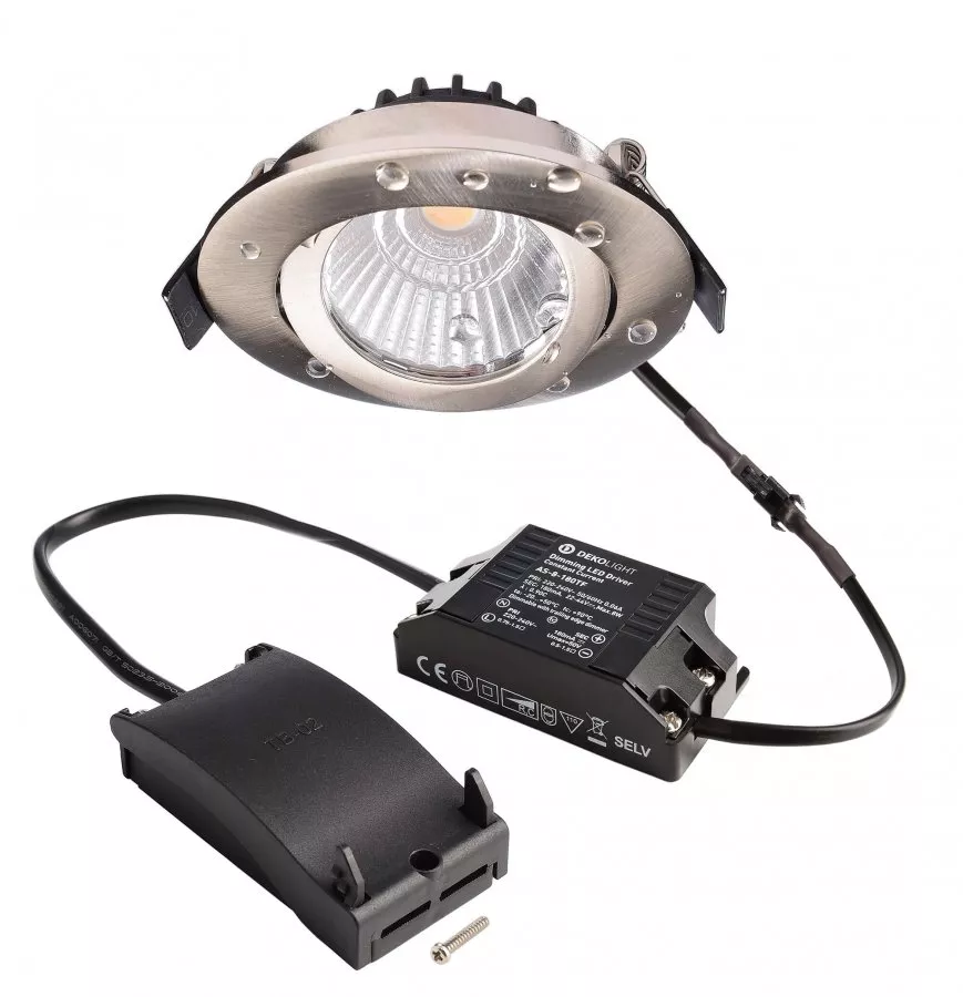 Deko-Light LED Deckeneinbauleuchte Dione IP44 Dim to Warm 8,5W 480lm dimmbar 1800/3000K Nickel