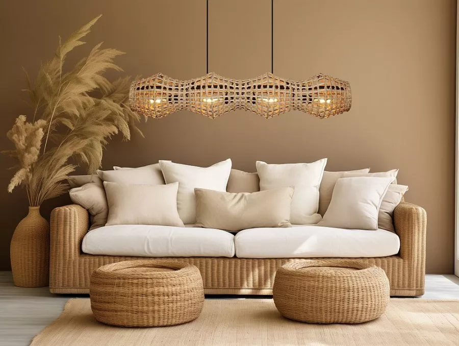 ECO-LIGHT Pendelleuchte Capella 4xE27 Rattan natur